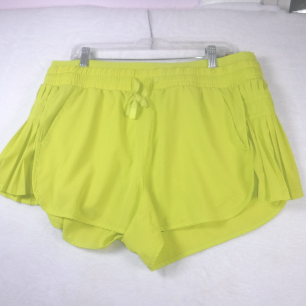JoyLabβ Shorts Womens XL Lemon Yellow High Rise Side Pleated Drawstring Active